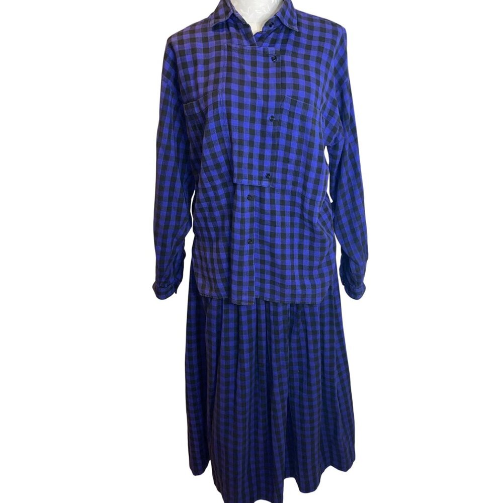 James River Traders Vintage Womens Skirt Top Set Size Medium Purple Pure Cotton